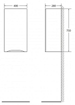 Шкаф навесной BelBagno Fly/Marino 40 L FLY-MARINO-750-1A-SC-BL-P-L Bianco Lucido