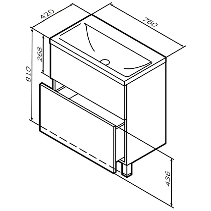 Тумба с раковиной Am.Pm Gem 75 см напольная 2 ящика белый