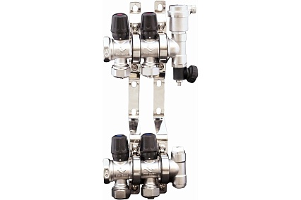 Коллектор Blue Ocean латунный, разборный на 4 выхода, диаметр 20 BO/UFH-1/UJMB-2x1"x20