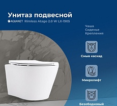 Подвесной унитаз Aquanet Rimless Atago 2.0 W LX-1905 безободковый