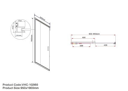 Душевой уголок Vincea Гарда (Garda) VSS-1G95105CL 105x95 хром, прозрачное