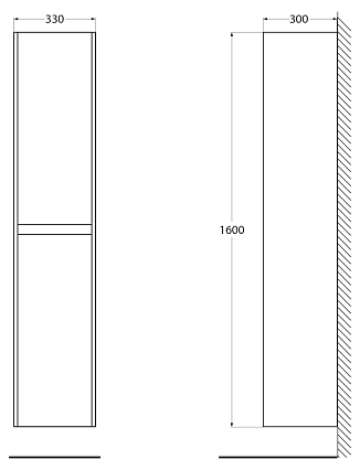 Шкаф пенал BelBagno Kraft 33 см R Bianco Opaco, KRAFT-1600-2A-SC-BO-R