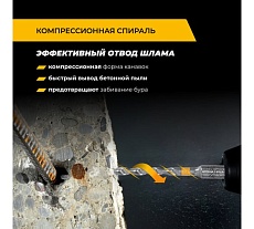 Бур по железобетону для перфоратора RAGE Furious 10 х 160 мм SDS-Plus Quadro-X 567016