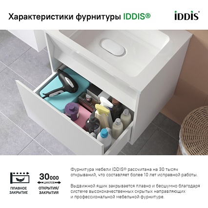 Мебель для ванной Iddis Esper 60 см подвесная с ящиками, белый