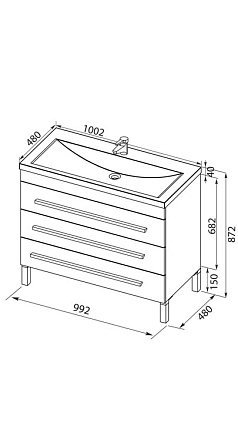Тумба с раковиной Aquanet Верона 100 см напольная с ящиками