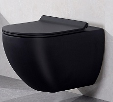 Подвесной унитаз CeramaLux 055 с сиденьем микролифт, черный матовый