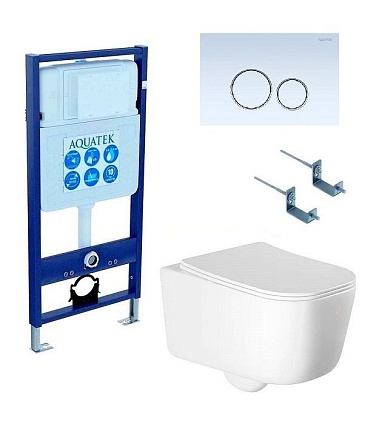 Подвесной унитаз SET Aquatek Лугано-015 4в1, кнопка белый