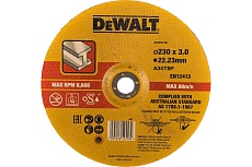 Круг отрезной по металлу (230х22.2х3 мм, тип 42) DeWalt DT43913