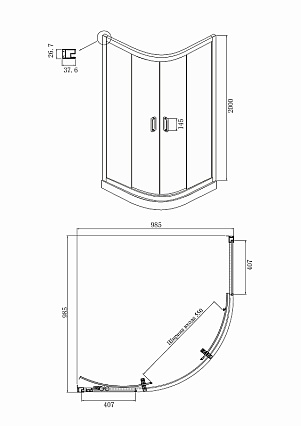 Душевой уголок Ambassador Royal 100x100 18015105 матовый с рисунком, хром