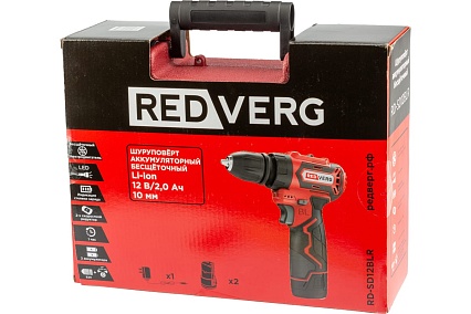 Шуруповерт аккумуляторный бесщеточный Redverg RD-SD12BLR со сменным патроном 6680699