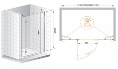 Душевая дверь Cezares BERGAMO-W-B-13-30+60/40-C-Cr-R 130x195, прозрачная, R