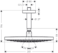 Верхний душ Hansgrohe Raindance Select S300 27337400 хром/белый