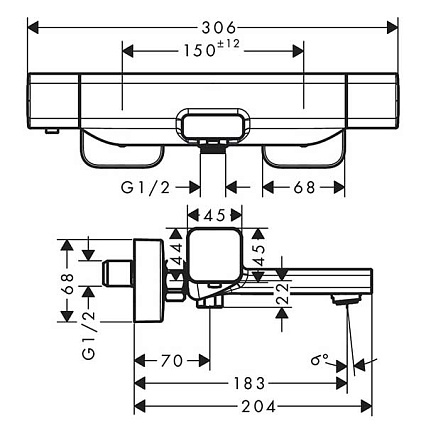 Смеситель для ванны Hansgrohe Ecostat E 15774000 термостат