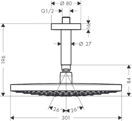 Верхний душ Hansgrohe Raindance Select S300 27337400 хром/белый