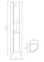 Шкаф пенал Onika Дюна 42.4x190 см угловой правый, с зеркалом, 403036