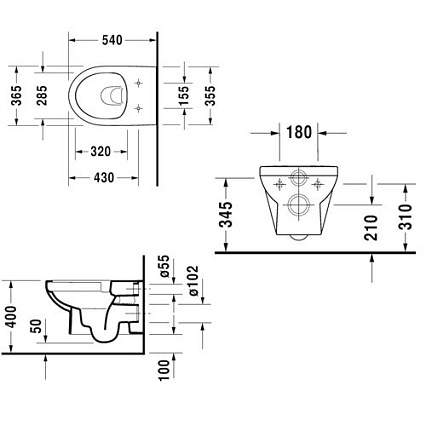 Подвесной унитаз Duravit Durastyle Basic Rimless 2562090000