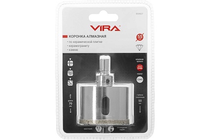 Коронка алмазная по керамике 55 мм VIRA 559507