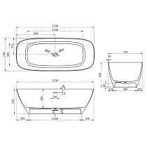 Ванна из искусственного камня Vincea VBT-6S02MW 170x72 см белый матовый