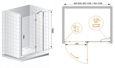 Душевая дверь Cezares BERGAMO-W-B-12-90-C-Cr-R 90x195, прозрачная, R