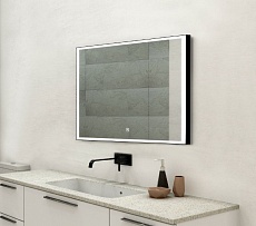 Зеркало Art&Max Arezzo 100x80 черный, анти-пар