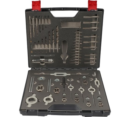 Набор метчиков и плашек H-Tools M3-M12 HSS-G 52пр 491060HT