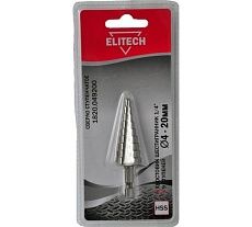 Сверло ступенчатое (4-20 мм; 9 ступеней; HSS; 1/4HEX) Elitech 1820.049200