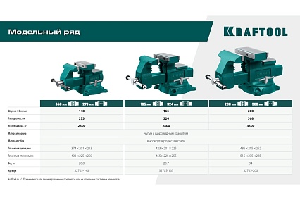 Слесарные тиски Kraftool Reversible 165 мм, расход 324 мм 32705-165