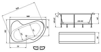 Акриловая ванна Marka One Aura 160x105 L