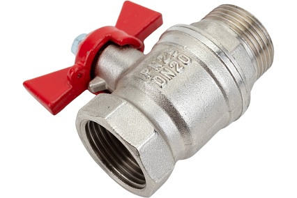 Шаровой кран для воды Valfex OPTIMA латунный 3/4" ВР/НР бабочка, никелированный 11Б27фт1М VF.218.NLB1.034.Bir