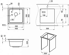 Кухонная мойка Granula Kitchen Space KS-4501U 45 см со смесителем, шварц