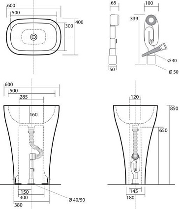 Раковина Kerasan Aquatech 374201 60 см