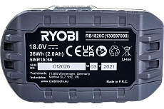 Аккумулятор Ryobi ONE+ 2.0 Ач RB1820C 5133005052