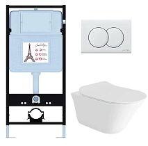 Подвесной унитаз Jacob Delafon Vive E28079RU-00 комплект 4в1, клавиша белый глянец