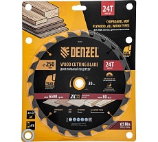 Пильный диск по дереву Denzel 250x30 мм, 24 зубьев 733567