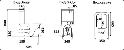 Унитаз CeramaLux NS-2170-18 с сиденьем микролифт, черный