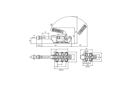 Зажим механический плунжерный KUKAMET с кронштейном и стопором 531-4-L-Q16