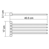 Полотенцедержатель WasserKRAFT K-1034BLACK четверной, черный матовый