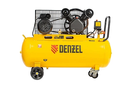 Воздушный компрессор с ременным приводом Denzel BCV2200/100 2.2 кВт, 100 литров, 370 л/мин 58110