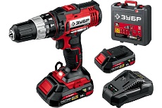 Ударная дрель-шуруповер Зубр 18В, 2 АКБ 2Ач, в кейсе ДШУ-185-22