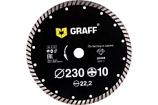 Диск алмазный турбо по бетону и камню (230x10x2.8x22.23 мм) GRAFF 20230