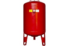 Вертикальный бак CRUWA 500л с ножками и манометром, 25 бар, присоед. 1 1/4&quot;, красный, замен. мембрана epdm CRW 500 VM 25RED