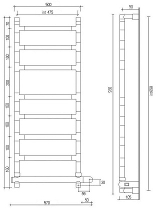 Полотенцесушитель электрический Margaroli Sereno 475-584/8 хром