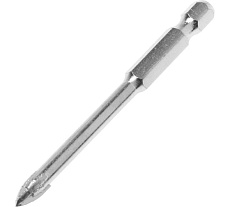 Сверло по керамике твердосплавное 5 мм, крестовый наконечник, шестигранный хвостовик Тундра 1443767