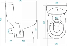 Унитаз Santek Анимо 1WH110032, эконом (косой выпуск)