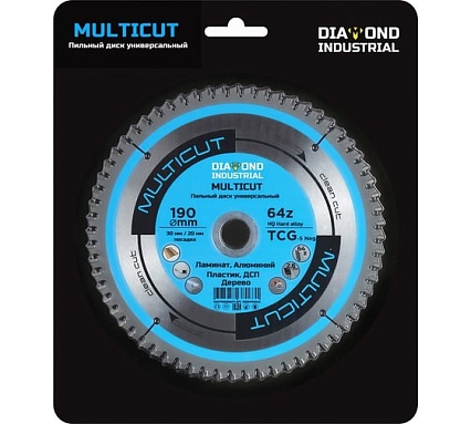 Диск пильный по мультиматериалам Multicut 190x30/20 мм, Z=64 TCG Diamond Industrial DIDM190Z64