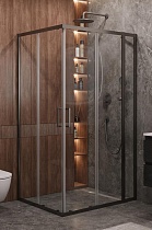 Душевой уголок Cezares MOLVENO-AH-21-100+20-C-GM-IV 120x100 прозрачный, оружейная сталь