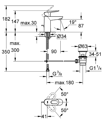 Смеситель для раковины Grohe BauLoop 23335000