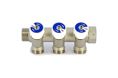 Коллектор НВ 1 3х3/4EK Н 40мм никелированный с вентилями Uni-Fitt 406N4330