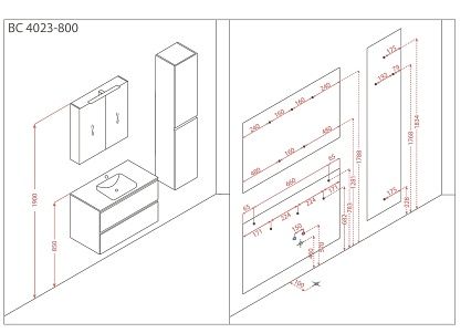 Зеркальный шкаф Orans BC-4023-800 80 см графит матовый