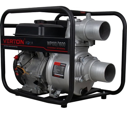Мотопомпа Verton WP 100/1600 13л.с/389см3, 100мм/4", 1600л/мин, 96м3/ч,h8м/30, d8мм 01.17548.17555